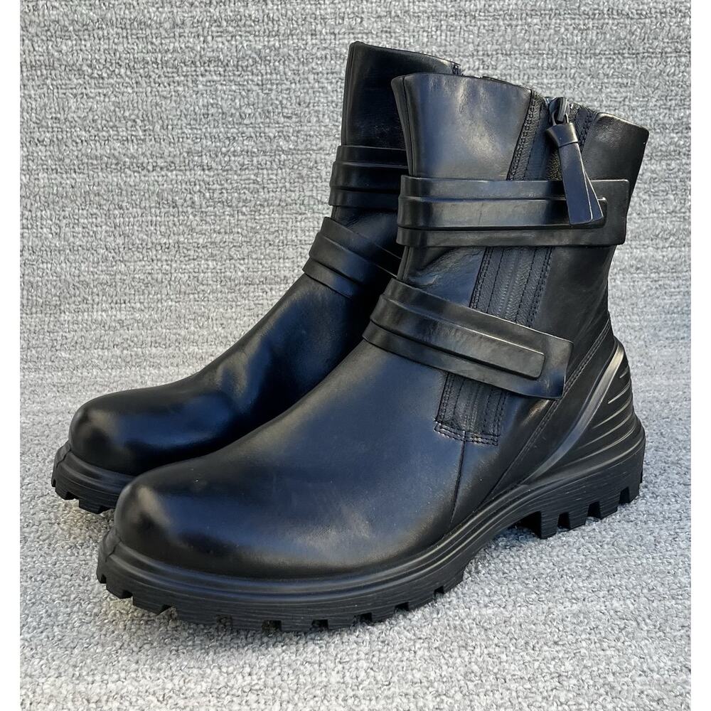 ECCO Tredtray Moto Fashion Comfortable Black Leather Boots Women's Size 9-9.5 US